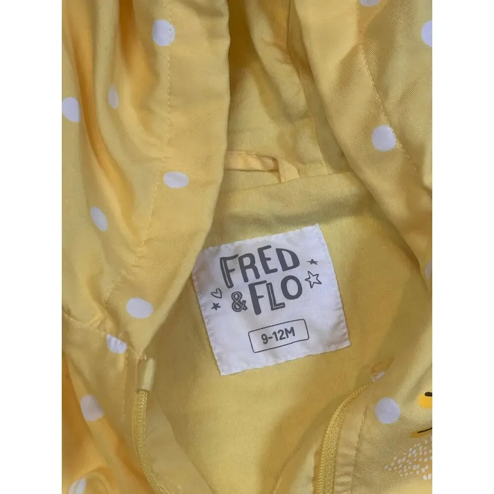 Fred and Flo Yellow Polka Dot Rain Coat 9-12mths